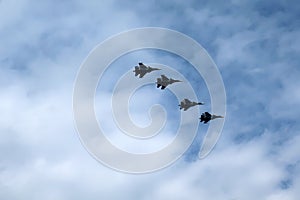 Planes fly in the sky