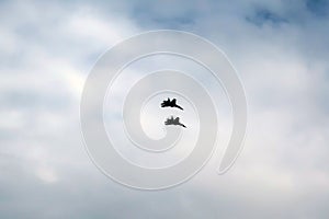 Planes fly in the sky