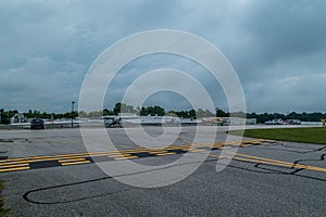 Planes parked at a small airport