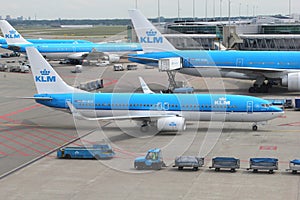 Planes of Royal Dutch Airlines KLM at Amsterdam Schiphol airport,Netherlands