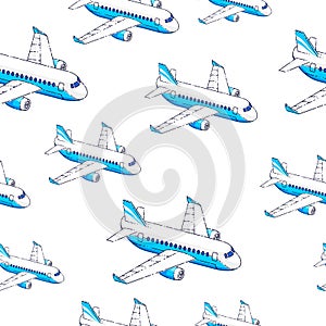 Planes seamless background, airlines air travel concept.
