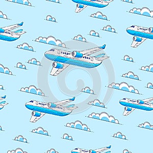 Planes seamless background, airlines air travel concept.