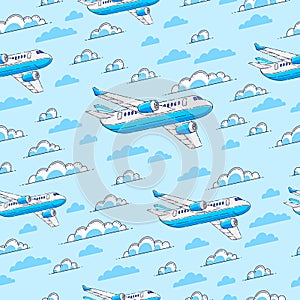 Planes seamless background, airlines air travel concept.