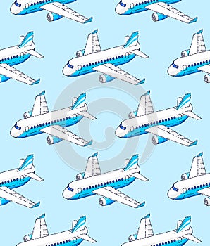 Planes seamless background, airlines air travel concept.