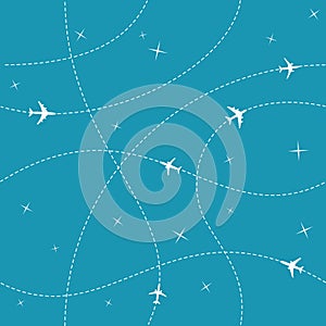 Planes with trajectories seamless background