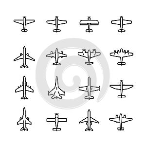 Planes icons in thin line style