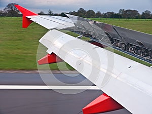 Planes wing flaps open