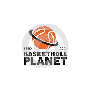 Planet basketball logo design template