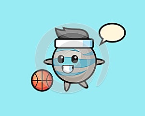 Planet cartoon is playing basketball