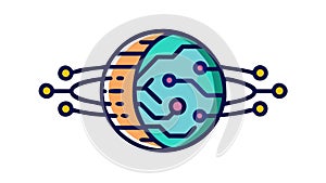 Planet with Circuit Board Global Network Vector, vector design Generative AI