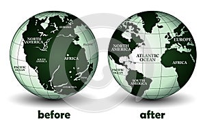 Planet earth before and after