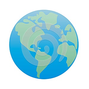 Planet Earth America; green & blue vector isolated