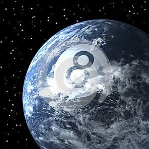 Planet earth as billiard ball, magic eight ball