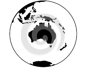 Planet Earth - Australia and Oceania - vector silhouette picture of the Earth`s hemisphere. Australia map for sign or logo.