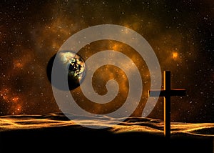 Planet Earth and Christian Cross