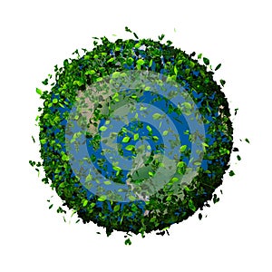 Planet earth covered with the leaves. Eco globe.