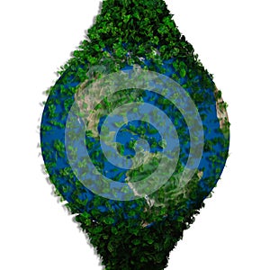 Planet earth covered with the leaves. Eco globe.