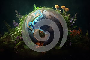 Planet earth day flowers. Generate Ai