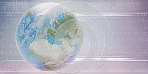 Planet earth digital creative background random binary code 3d-illustration. elements of this image furnished by NASA