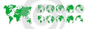 Planet Earth. Earth Day. The Earth, World Map on white background. Vector illustration. EPS 10