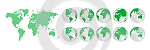 Planet Earth. Earth Day. The Earth, World Map on white background. Vector illustration. EPS 10