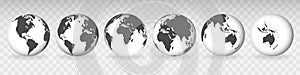 Planet Earth. The Earth, World Map on gray background. Vector illustration. EPS 10