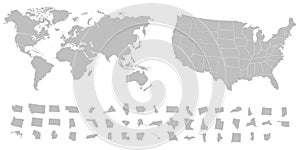 Planet Earth. The Earth, World Map on white background. States of America territory. North America. Vector illustration. EPS 10