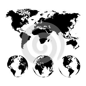 Planet Earth. The Earth, World Map on white background. Vector illustration. EPS 10