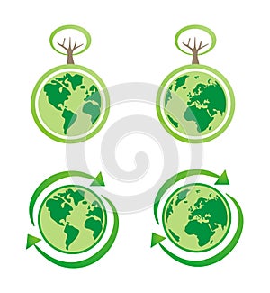 Planet earth eco isolated icons