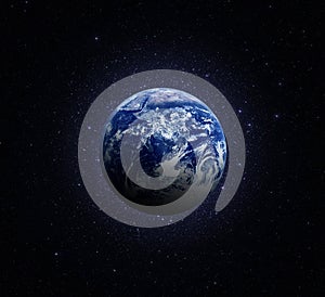 Planet Earth. Earth in the endless stellar space.