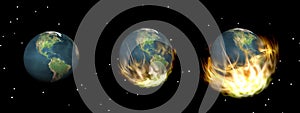 Planet earth on fire - 3d rendering