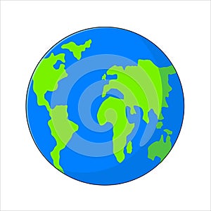 Planet Earth Flat Icon Illustration In Blue And Green