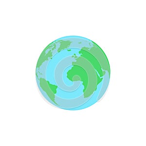 Planet earth in a flat style is isolated on a white background. Web icon. Continents on the ball. Vector