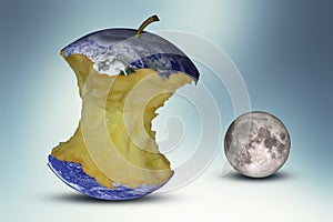 Planet earth in the form of an apple core