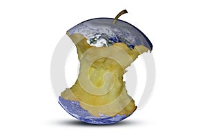 Planet earth in the form of an apple core