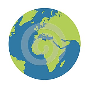 Planet earth globe icon blue and green