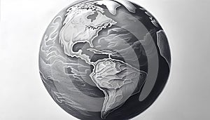 Planet Earth Globe - Realistic Pencil Drawing, Made with Generative AI