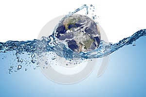 Planéta Zem zemegule v vlna z voda v oceán. podnebie globálne otepľovanie biely. prvky z 