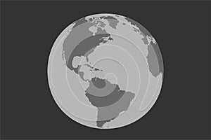 Planet Earth on gray colors on dark background