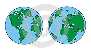 Planet Earth green and blue vector isolated