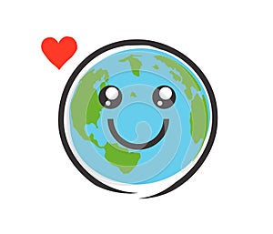 Planet earth and heart on a white background. Symbol.