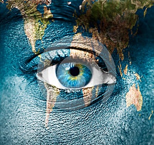 Planet Earth and human eye