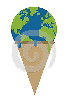 planet earth ice cream melting icon