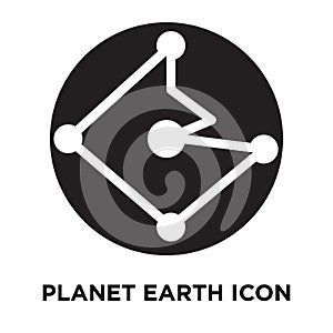 Planet earth icon vector isolated on white background, logo concept of Planet earth sign on transparent background, black filled