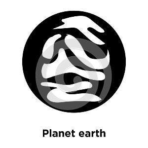 Planet earth icon vector isolated on white background, logo concept of Planet earth sign on transparent background, black filled