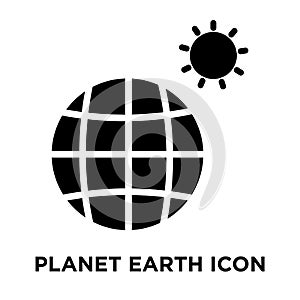 Planet earth icon vector isolated on white background, logo concept of Planet earth sign on transparent background, black filled