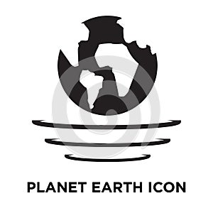 Planet earth icon vector isolated on white background, logo concept of Planet earth sign on transparent background, black filled