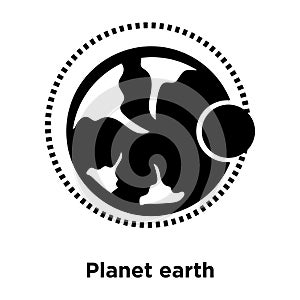 Planet earth icon vector isolated on white background, logo concept of Planet earth sign on transparent background, black filled