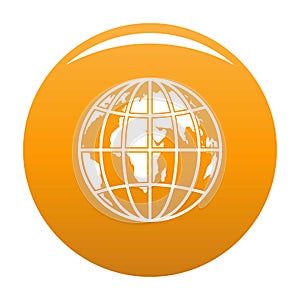 Planet earth icon vector orange