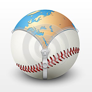 Planet Earth inside baseball ball photo